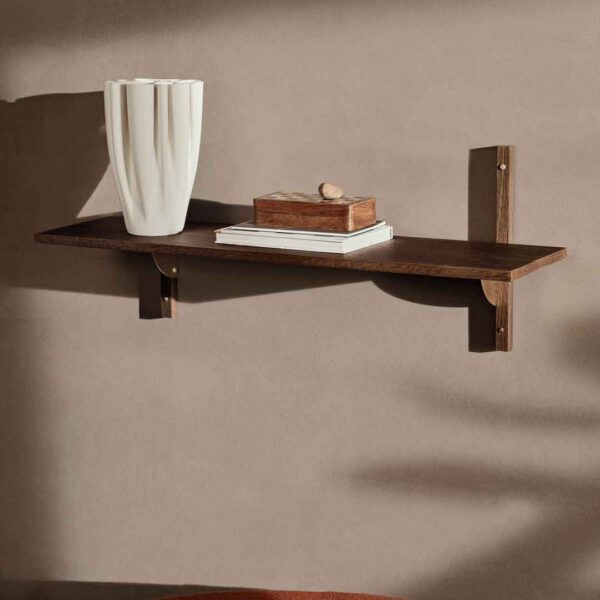 Sector Shelf Single hylde - Smoked Oak/Brass