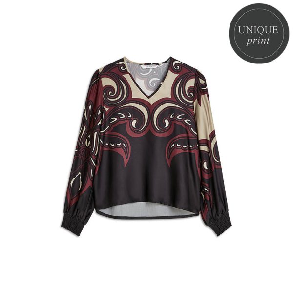 Top v neck Ornament print tops